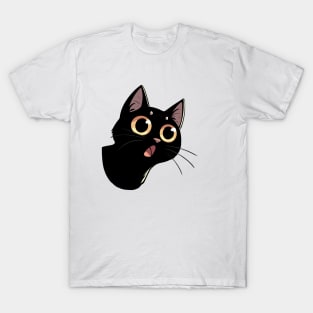 Surprised Black Cat T-Shirt